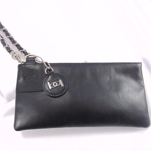 bebe Black Leather Wristlet - Picture 1 of 13
